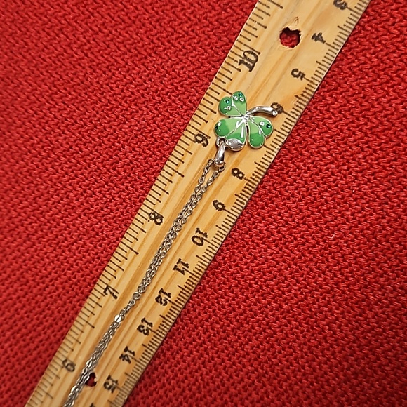 SOLVAR  4 leaf green clover shamrock St. Patrick's Day March 17th necklace - Picture 3 of 7